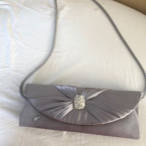 Fashionable silver evening shoulder bag